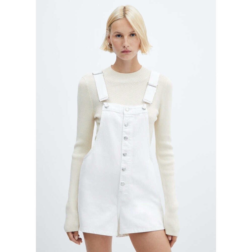 MANGO JEANS White Short Style Dungarees Overall Size XS